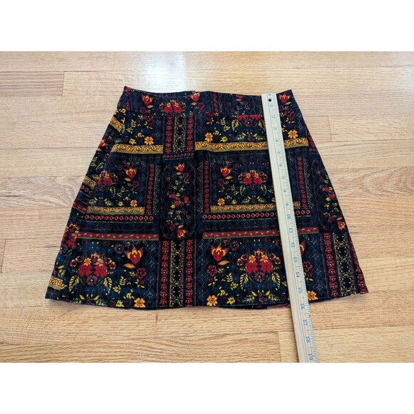 H&M Coachella Womens Size 6 Patterned Velvet Mini Skirt Boho Festival Bohemian - Picture 5 of 13